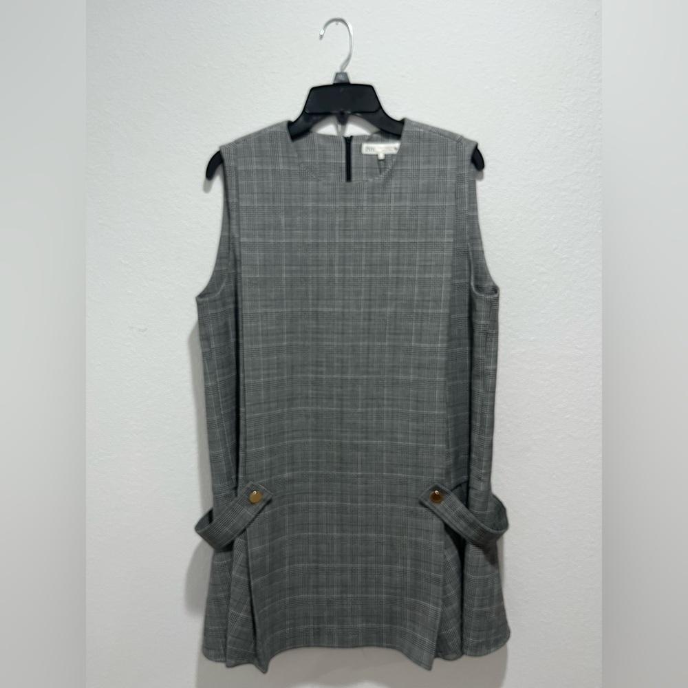 Zara Gray Plaid Mini Dress